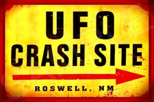 Listing image for UFO CRASH SITE ROSWELL 8"x12" VIVID METAL SIGN MAN CAVE BAR GARAGE ALIEN HUMOR